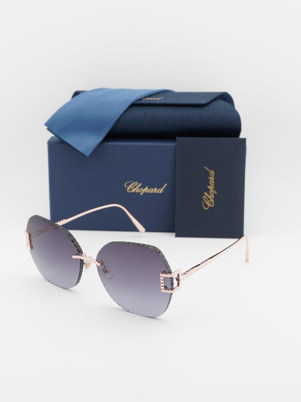 Chopard SCHG31M 08FC Butterfly Sunglasses - Gold / Smoke